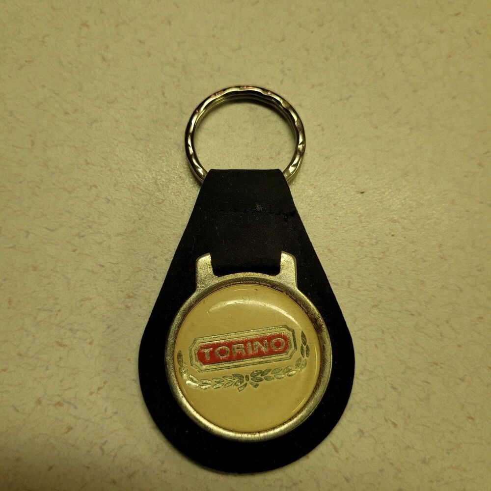Ford Torino Keychain Black Leather Ford key chain White